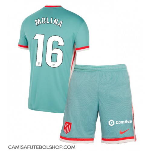 Camisa de time de futebol Atletico Madrid Nahuel Molina #16 Replicas 2º Equipamento Infantil 2024-25 Manga Curta (+ Calças curtas)